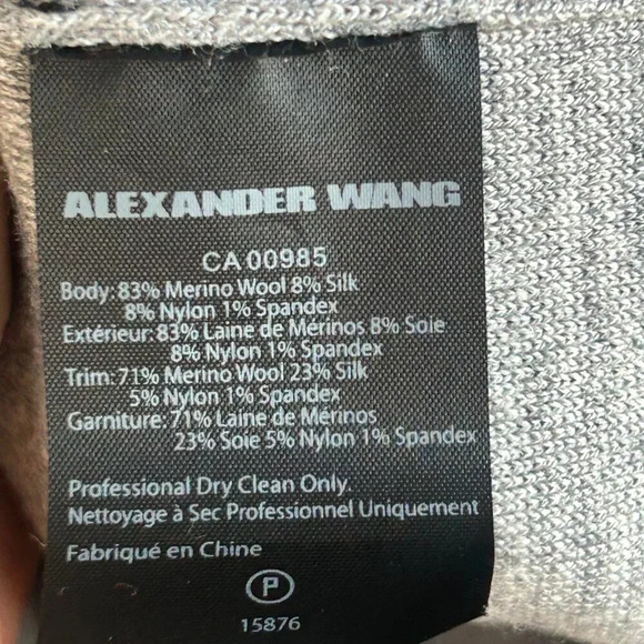 Alexander Wang Gray Merino Wool Silk Blend Sweater Slip Pockets Size Small - Picture 4 of 5